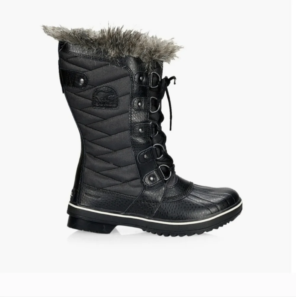 Sorel Torino  II Waterproof Winter Boot Faux Fur Cuff Lace Front Black Size 5 - Picture 4 of 16